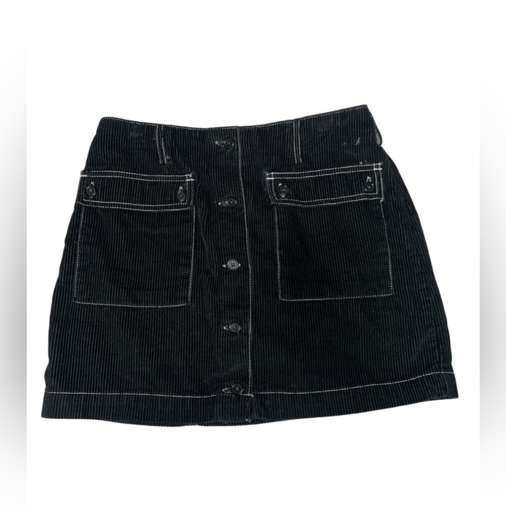 BDG Black Corduroy Skirt with White Stitching - Picture 3 of 9